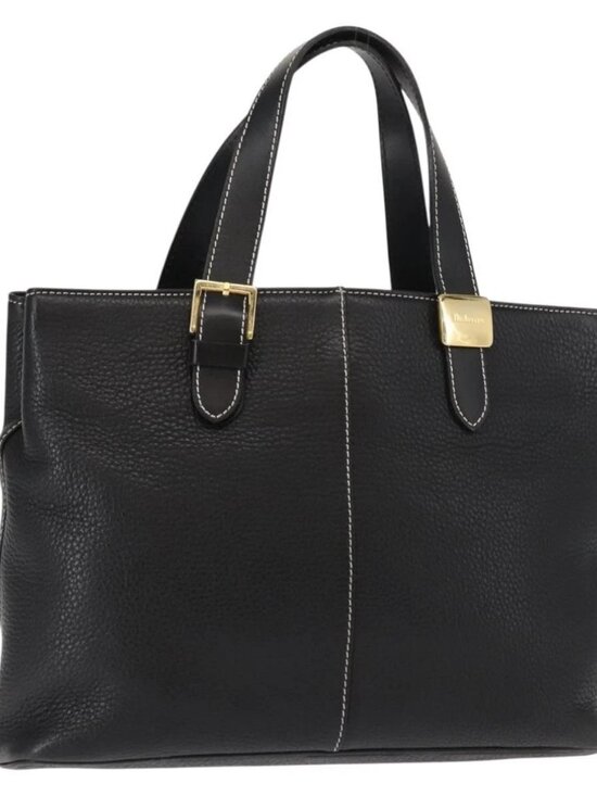 Burberrys Nova Check Tote Bag Leather Black Gold